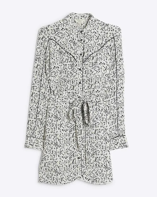 Rochie casual River Island EU 40 | Alb, Mini, Mânecă lungă, Vâscoză - Image 5