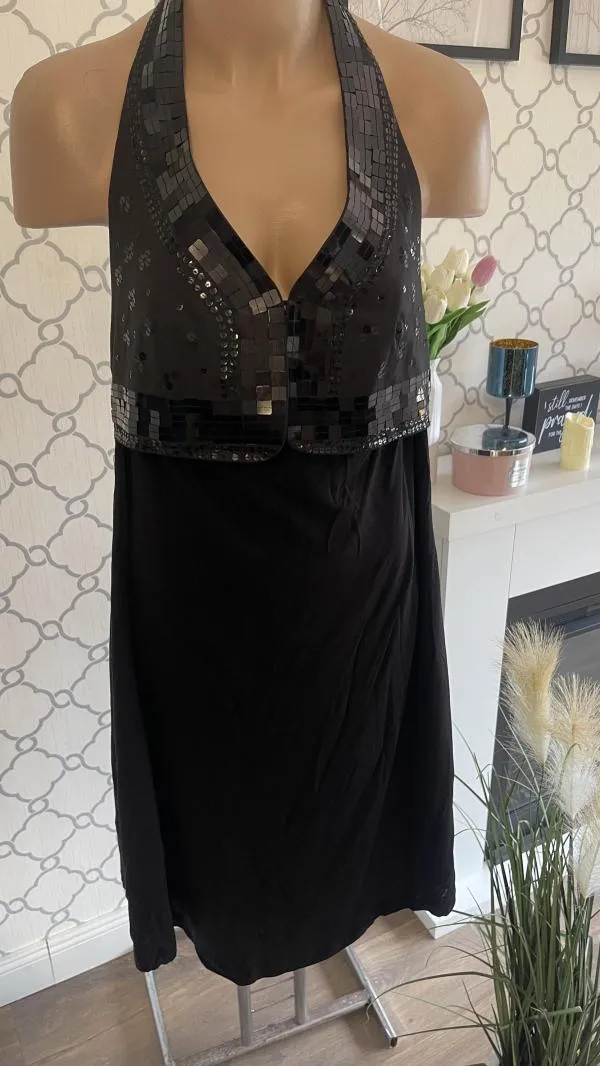 Rochie de vară Mango EU 38 | Negru, Midi, Bretele după gât - Image 2