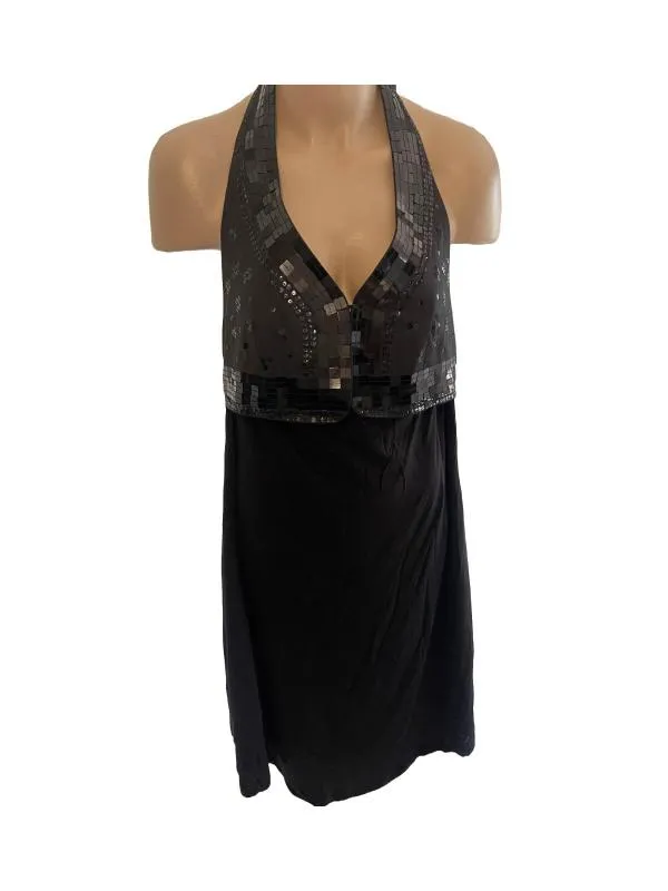 Rochie de vară Mango EU 38 | Negru, Midi, Bretele după gât