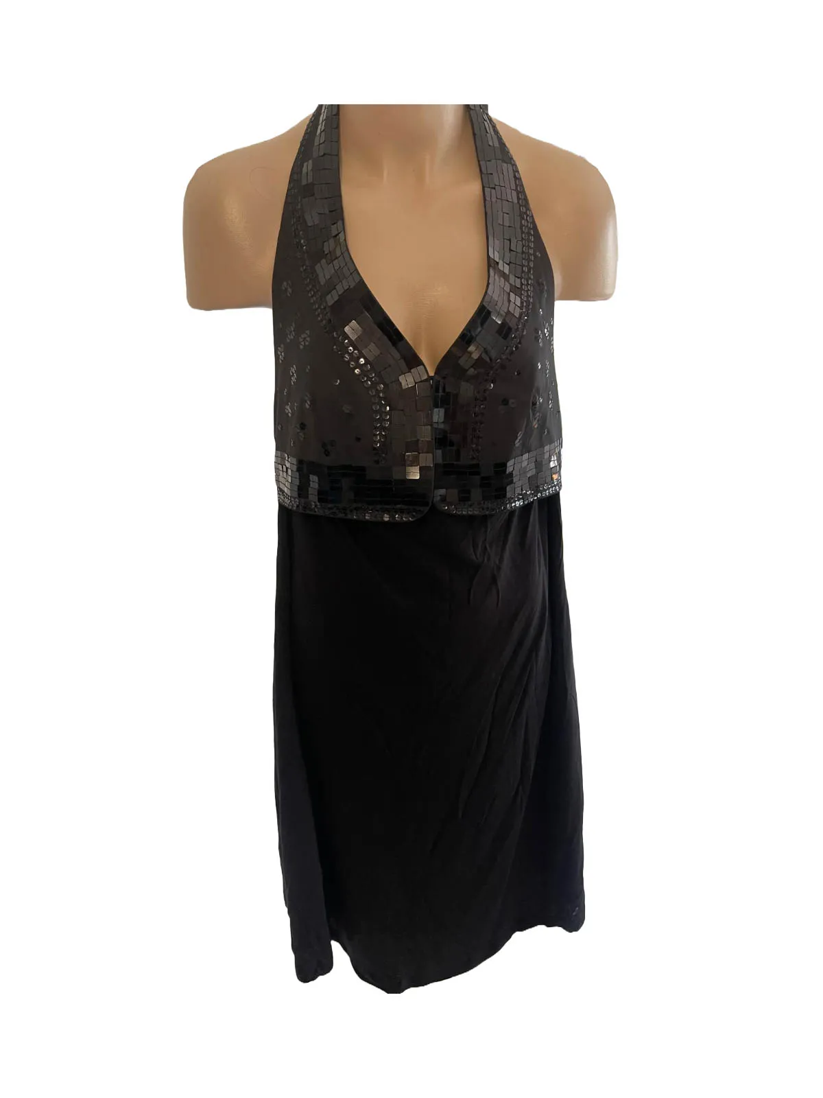 Rochie de vară Mango EU 38 | Negru, Midi, Bretele după gât
