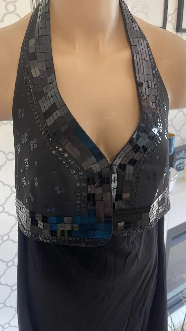 Rochie de vară Mango EU 38 | Negru, Midi, Bretele după gât - Image 3