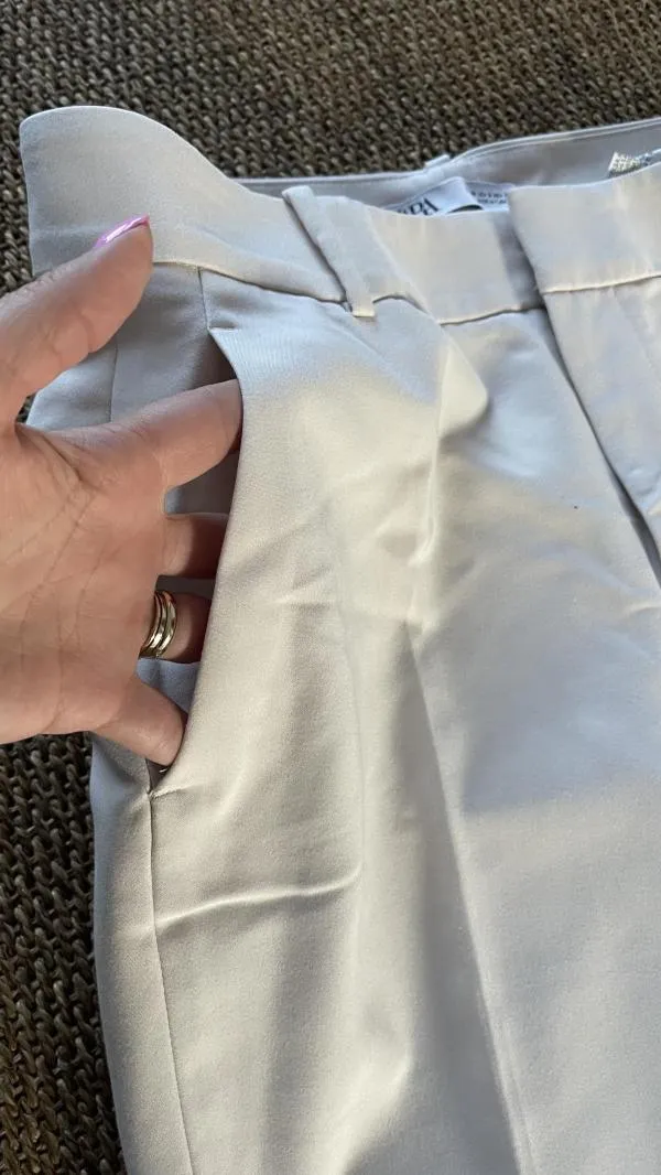 Pantaloni Zara EU 38 | Bej, Lungi, Eleganți  Stofă - Image 3