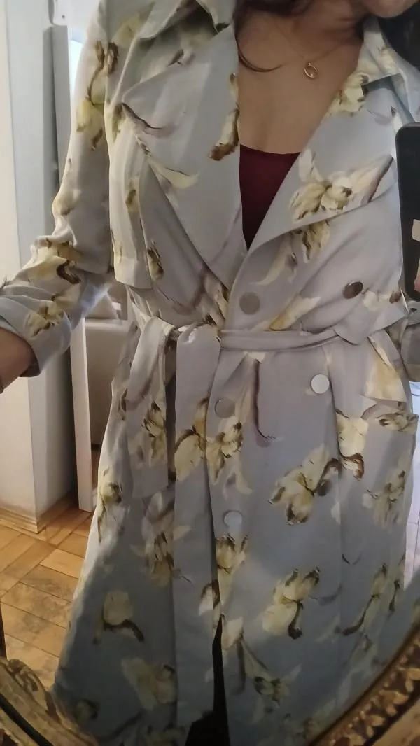 Trenci River Island UK 8 | Gri, Floral & Tropical, Vâscoză