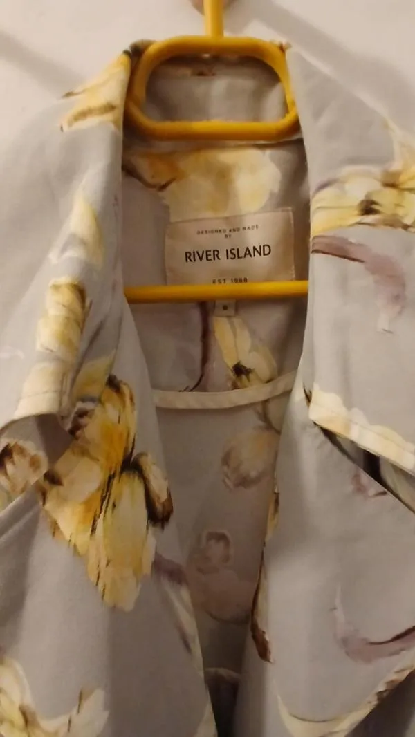 Trenci River Island UK 8 | Gri, Floral & Tropical, Vâscoză - Image 3