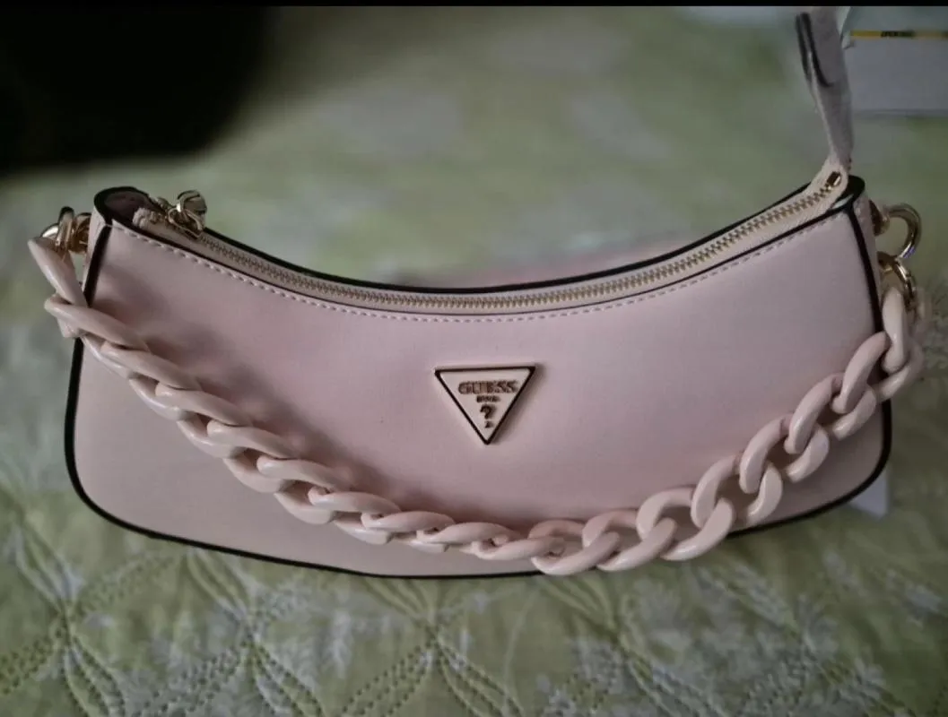 Geantă de umăr Guess | Roz, Logo, Piele ecologică - Image 6