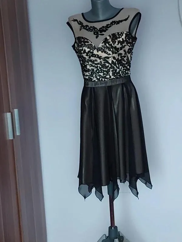 Rochie de ocazie Fany Lux EU 40 | Negru, Midi, Fără mâneci, Abstract & Color Block, Paiete, Poliester - Image 5
