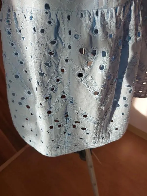 Rochie de vară H&M EU 34 | Bleu, Mini, Mânecă trei sferturi, Monocrom, Cu decupaje, Bumbac - Image 9