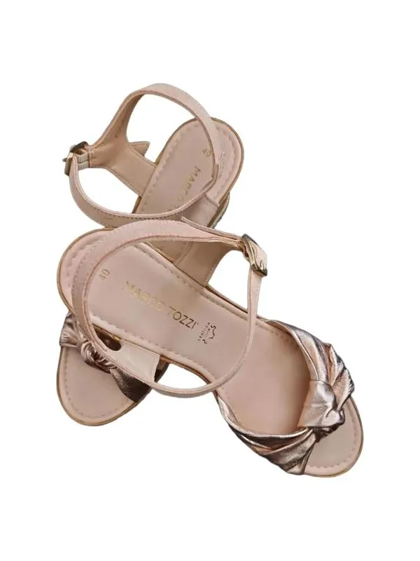 Sandale Marco Tozzi EU 40 | Auriu, Monocrom, Piele naturală