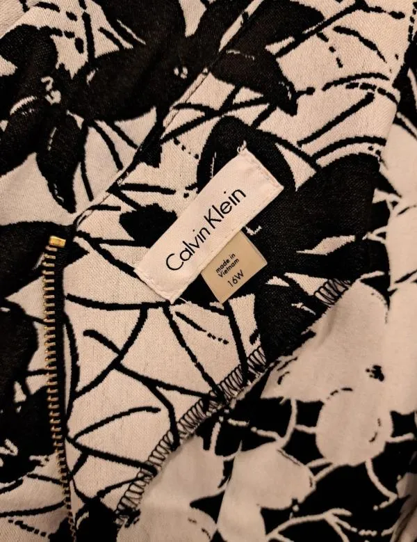 Rochie office Calvin Klein EU 46 | Alb, Midi, Mânecă scurtă, Floral & Tropical - Image 3