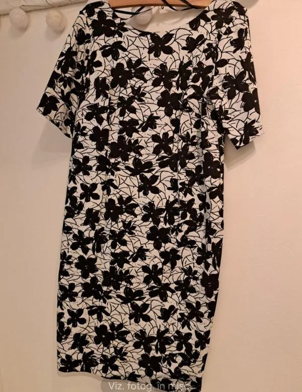 Rochie office Calvin Klein EU 46 | Alb, Midi, Mânecă scurtă, Floral & Tropical