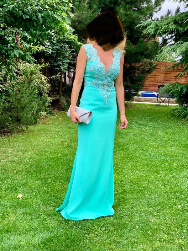 Rochie de ocazie Ruby Prom UK 6 | Turcoaz, Maxi, Fără mâneci
