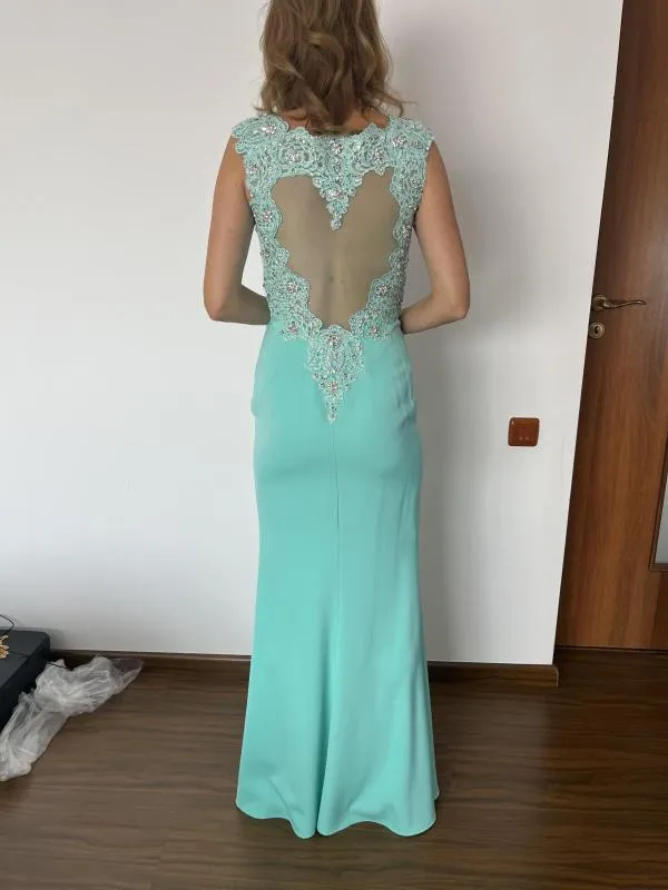 Rochie de ocazie Ruby Prom UK 6 | Turcoaz, Maxi, Fără mâneci - Image 3