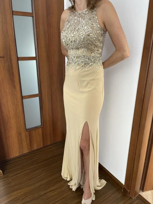 Rochie de ocazie Kiss Me Kate Designs UK 4 | Crem, Maxi, Fără mâneci