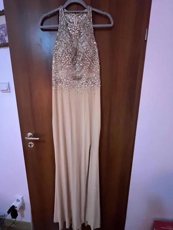 Rochie de ocazie Kiss Me Kate Designs UK 4 | Crem, Maxi, Fără mâneci - Image 4