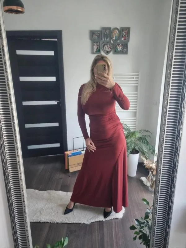 Rochie de seară Shein EU 38 | Burgundy, Maxi, Mânecă lungă, Poliester - Image 7