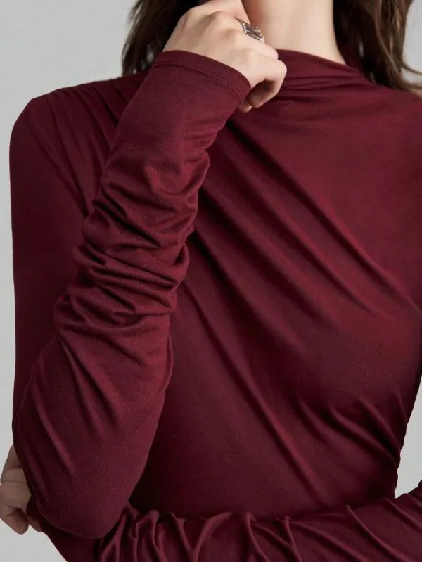 Rochie de seară Shein EU 38 | Burgundy, Maxi, Mânecă lungă, Poliester - Image 6