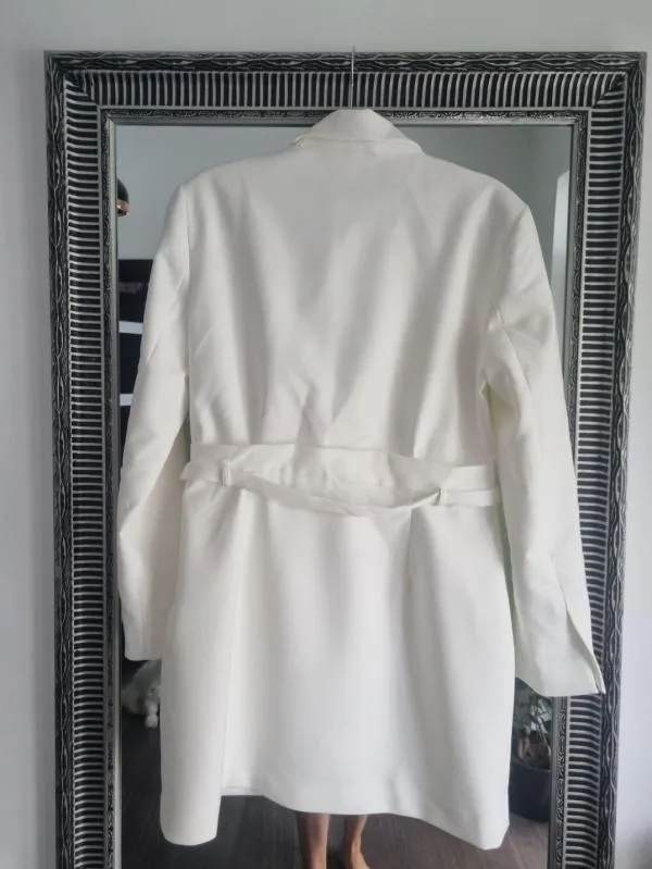 Rochie tip blazer Zara EU 42 | Alb, Mini, Mânecă lungă - Image 4