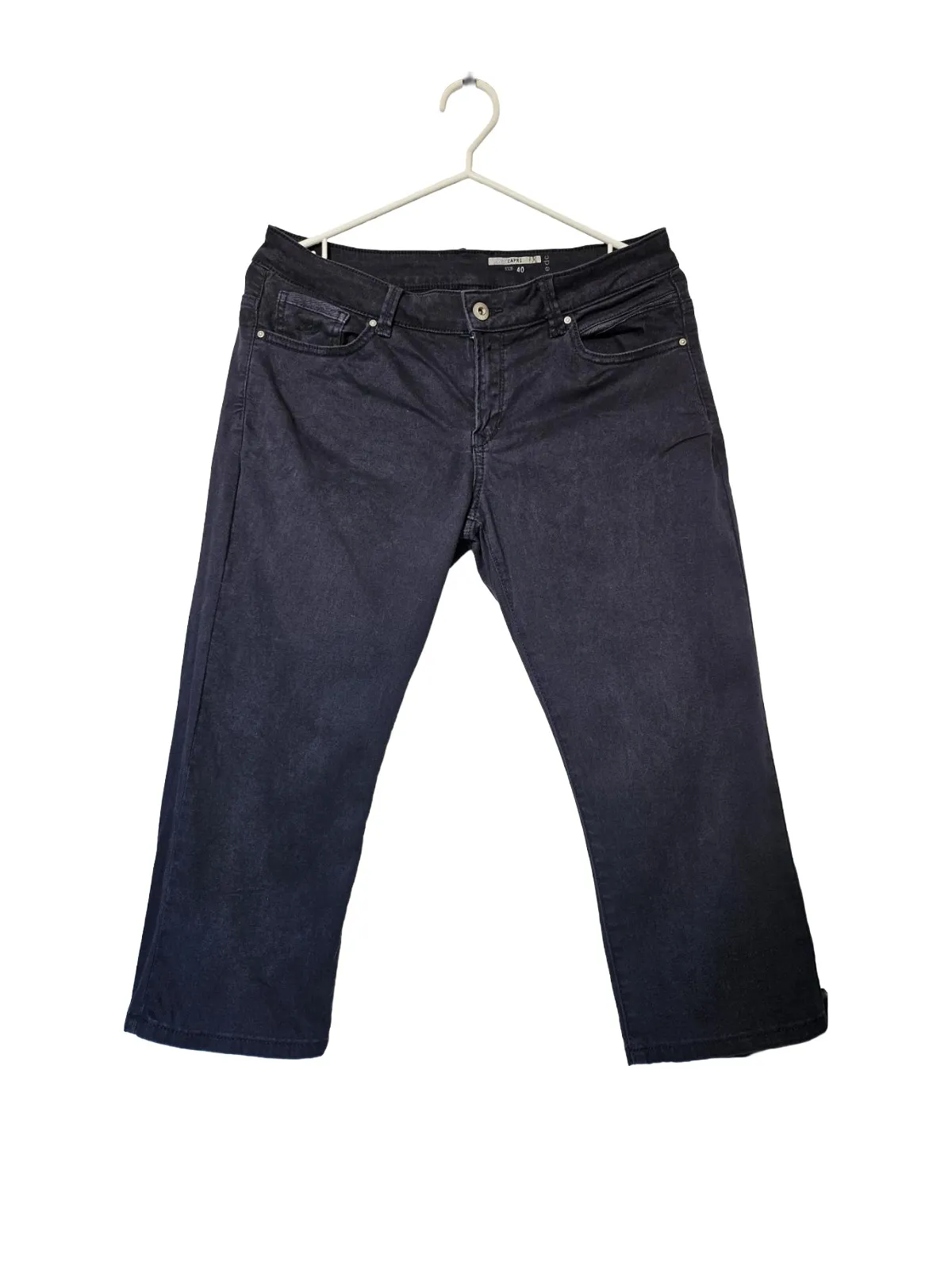 Pantaloni edc EU 40 | Bleumarin, Trei sferturi, Talie medie, Regular (Standard) fit, Bumbac