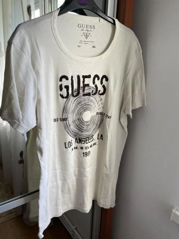 Tricou cu imprimeu Guess XL | Bej - Image 4