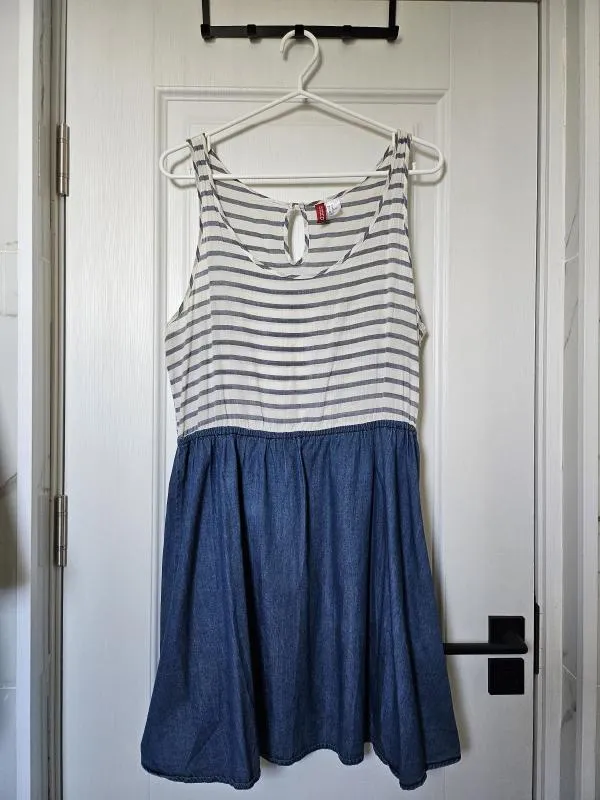 Rochie de vară H&M EU 40 | Albastru, Mini, Dungi, Bumbac - Image 2