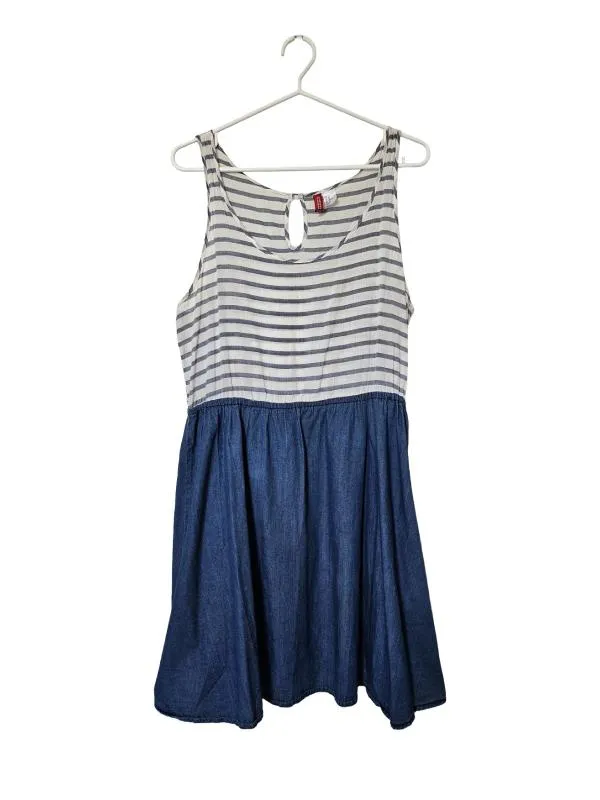Rochie de vară H&M EU 40 | Albastru, Mini, Dungi, Bumbac
