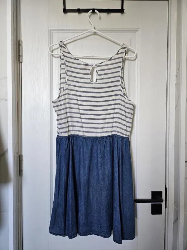 Rochie de vară H&M EU 40 | Albastru, Mini, Dungi, Bumbac - Image 3