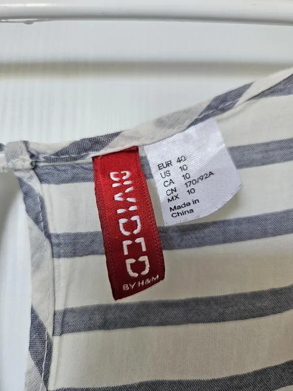 Rochie de vară H&M EU 40 | Albastru, Mini, Dungi, Bumbac - Image 4