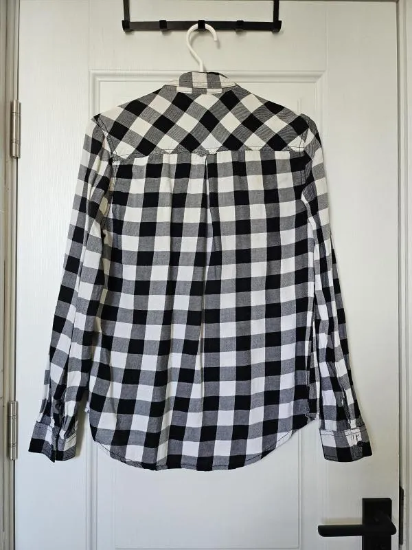 Cămașă Reserved EU 38 | Negru, Normal, Mânecă lungă, Carouri, Bumbac - Image 3