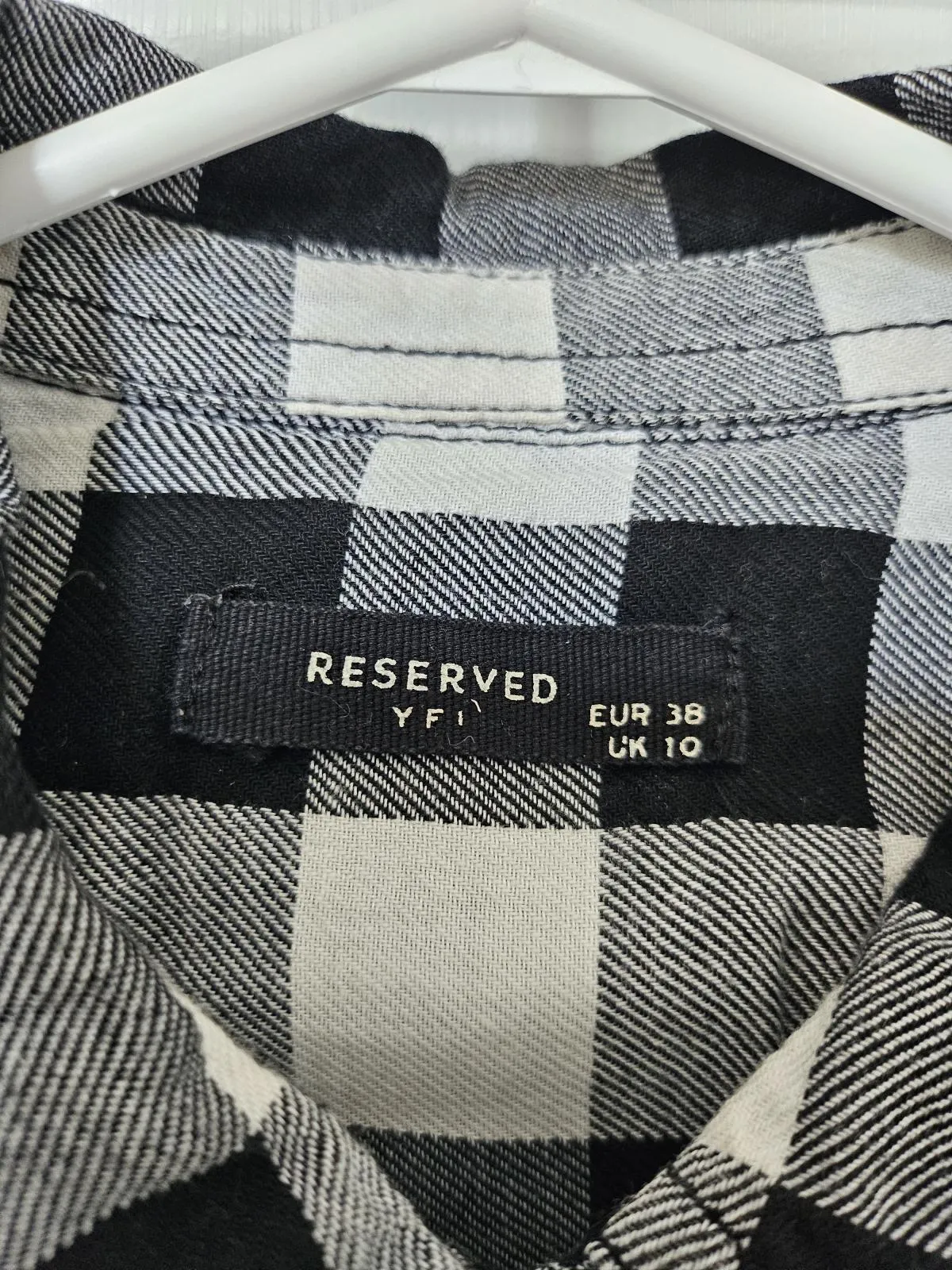 Cămașă Reserved EU 38 | Negru, Normal, Mânecă lungă, Carouri, Bumbac - Image 4