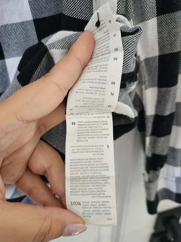 Cămașă Reserved EU 38 | Negru, Normal, Mânecă lungă, Carouri, Bumbac - Image 7