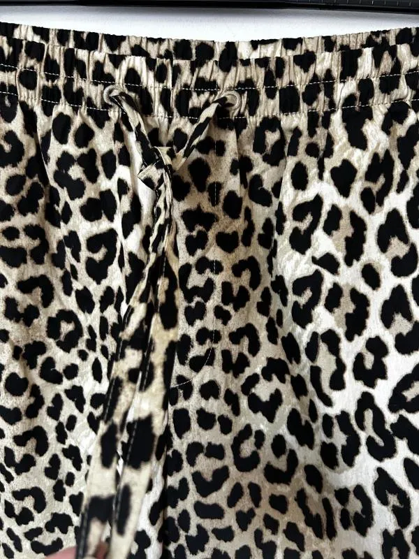 Pantaloni H&M EU 38 | Maro, Lungi, Talie joasă, Wide Leg fit, Animal print, Bumbac - Image 11