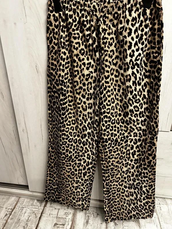 Pantaloni H&M EU 38 | Maro, Lungi, Talie joasă, Wide Leg fit, Animal print, Bumbac - Image 8