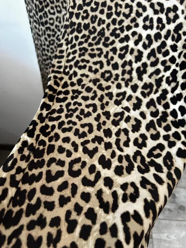 Pantaloni H&M EU 38 | Maro, Lungi, Talie joasă, Wide Leg fit, Animal print, Bumbac - Image 9