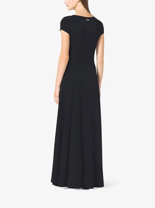 Rochie casual Michael Kors EU 40 | Bleumarin, Maxi, Mânecă scurtă, Pliuri, Poliester - Image 4