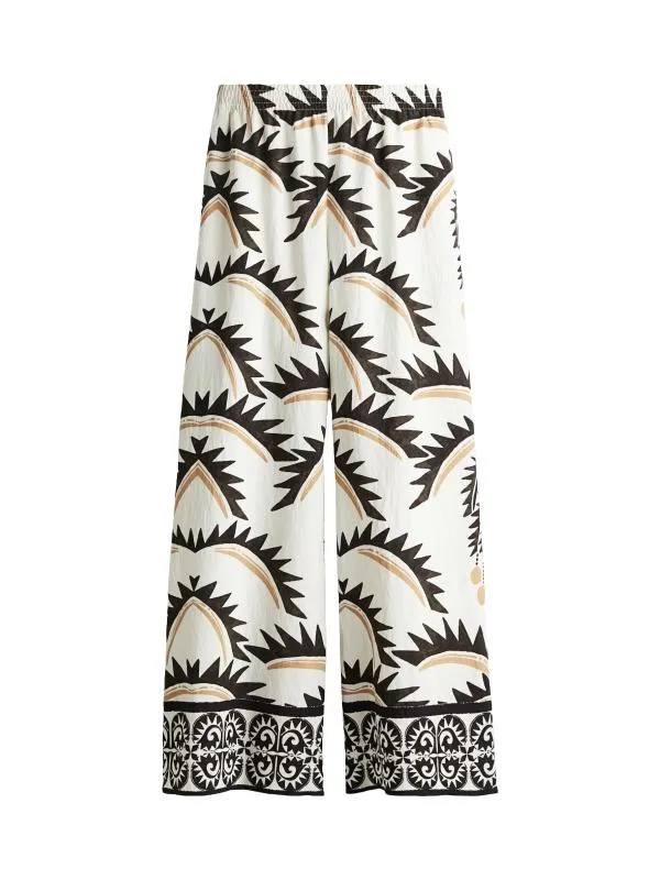 Pantaloni H&M EU 40 | Alb, Lungi, Talie joasă, Flared (Evazați) fit, Poliamidă