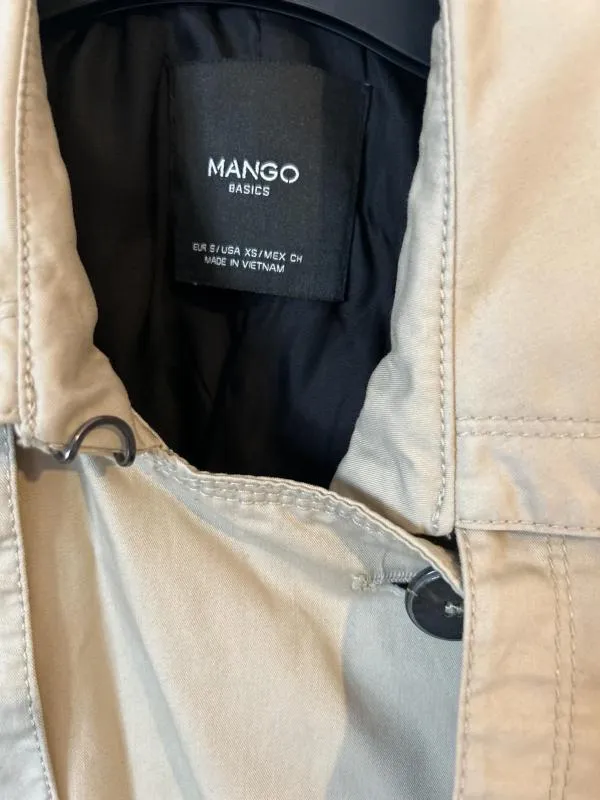 Trenci Mango EU 36 | Crem, Fără glugă, Abstract & Color Block, Design petrecut, Bumbac - Image 12