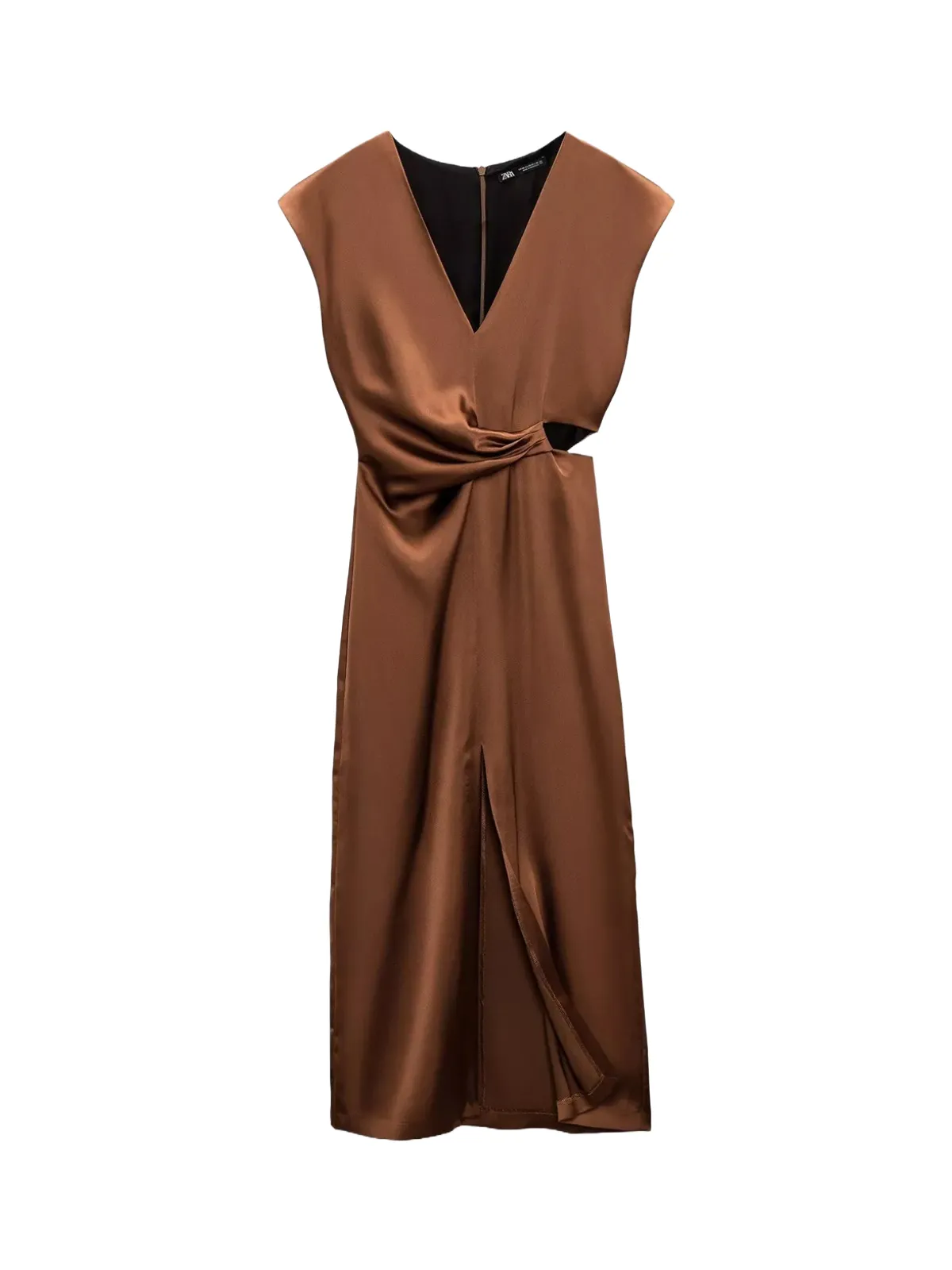 Rochie de seară Zara EU 36 | Maro, Midi, Fără mâneci