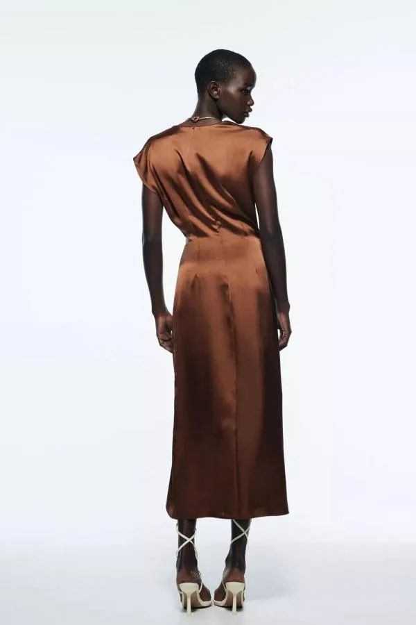 Rochie de seară Zara EU 36 | Maro, Midi, Fără mâneci - Image 4