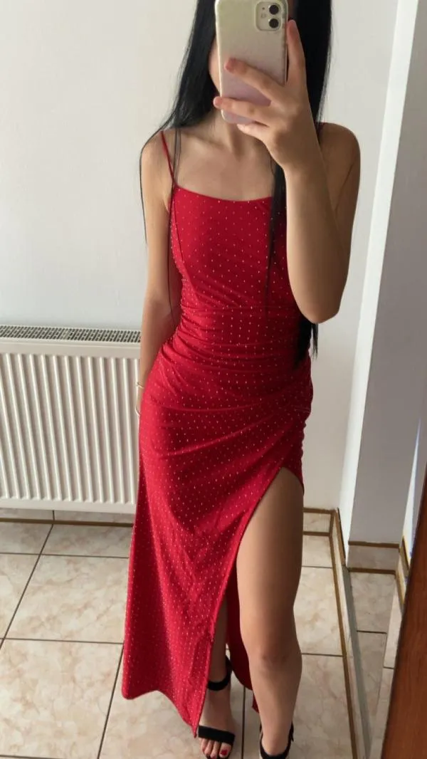 Rochie de ocazie Only EU 34 | Burgundy, Maxi, Bretele subțiri, Pietre decorative - Image 2