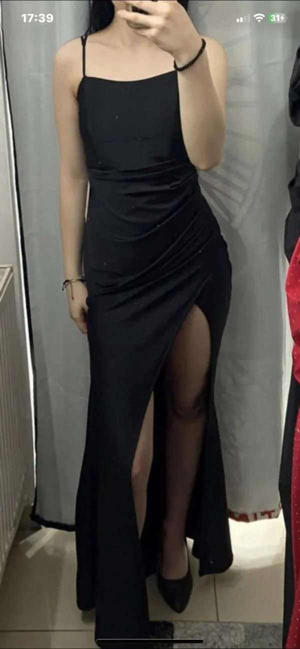 Rochie de seară Only EU 34 | Negru, Maxi, Bretele subțiri, Pietre decorative, Elastan - Image 2