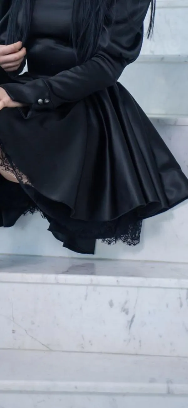 Rochie de ocazie Foggi EU 34 | Negru, Midi, Mânecă lungă, Dantelă, Elastan - Image 4