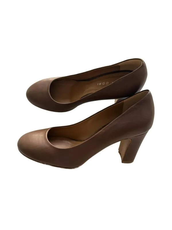 Pantofi cu toc mic ANNA CORI EU 37 | Caramel, Piele naturală