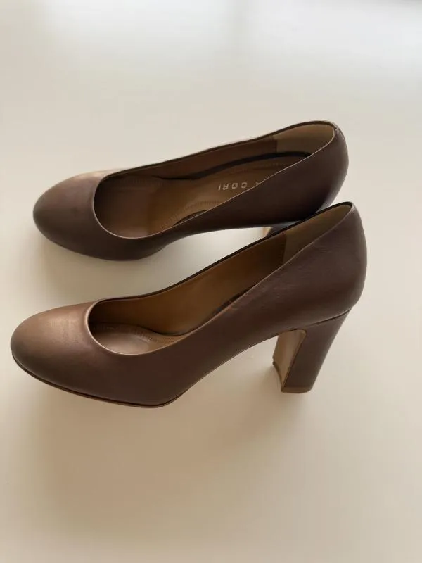 Pantofi cu toc mic ANNA CORI EU 37 | Caramel, Piele naturală - Image 5