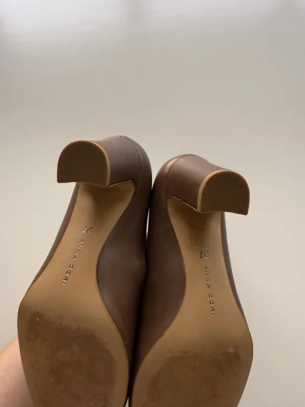 Pantofi cu toc mic ANNA CORI EU 37 | Caramel, Piele naturală - Image 3