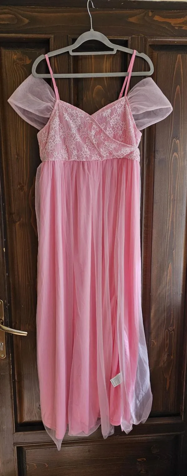 Rochie de ocazie Shein EU 38 | Roz, Maxi, Mânecă scurtă, Dantelă, Poliester - Image 10