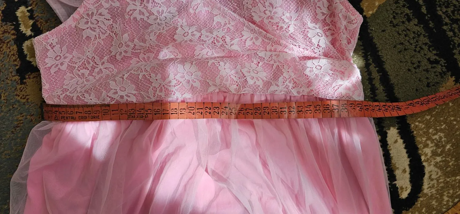 Rochie de ocazie Shein EU 38 | Roz, Maxi, Mânecă scurtă, Dantelă, Poliester - Image 11