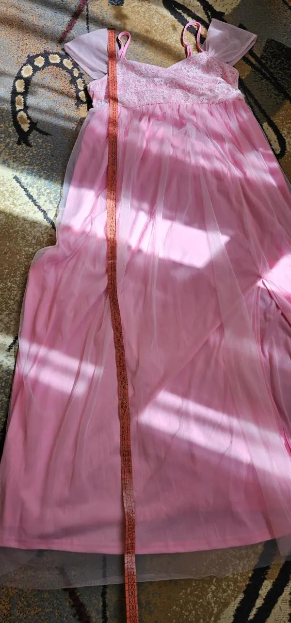 Rochie de ocazie Shein EU 38 | Roz, Maxi, Mânecă scurtă, Dantelă, Poliester - Image 12