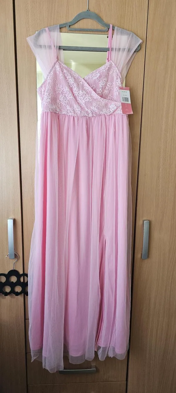 Rochie de ocazie Shein EU 38 | Roz, Maxi, Mânecă scurtă, Dantelă, Poliester - Image 2
