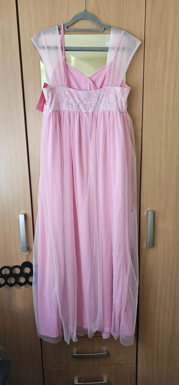 Rochie de ocazie Shein EU 38 | Roz, Maxi, Mânecă scurtă, Dantelă, Poliester - Image 3