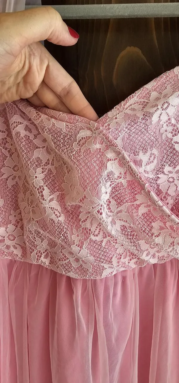 Rochie de ocazie Shein EU 38 | Roz, Maxi, Mânecă scurtă, Dantelă, Poliester - Image 7